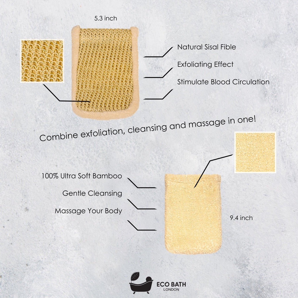 Bamboo and Cotton Massage Mitt for Body Exfoliation