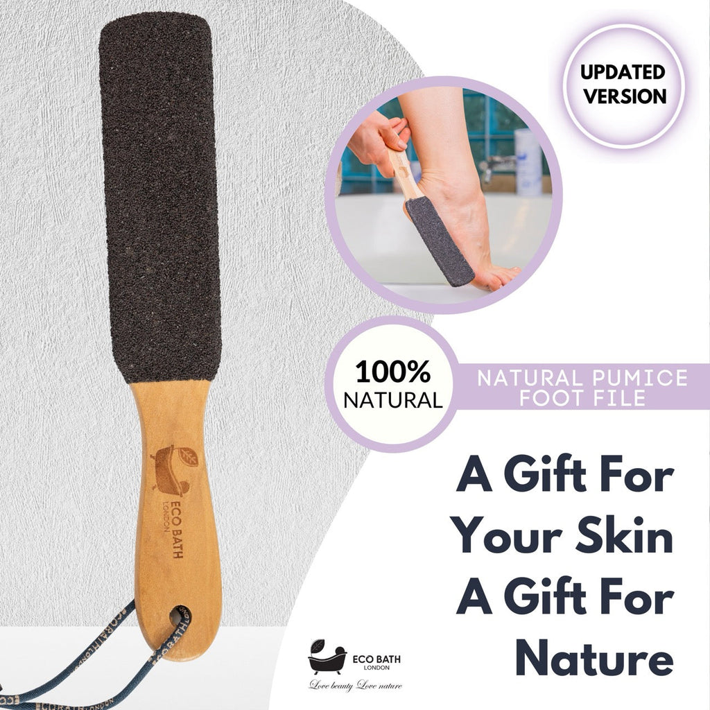 Curved Black Natural Pumice Foot File with Beech Wood Handle