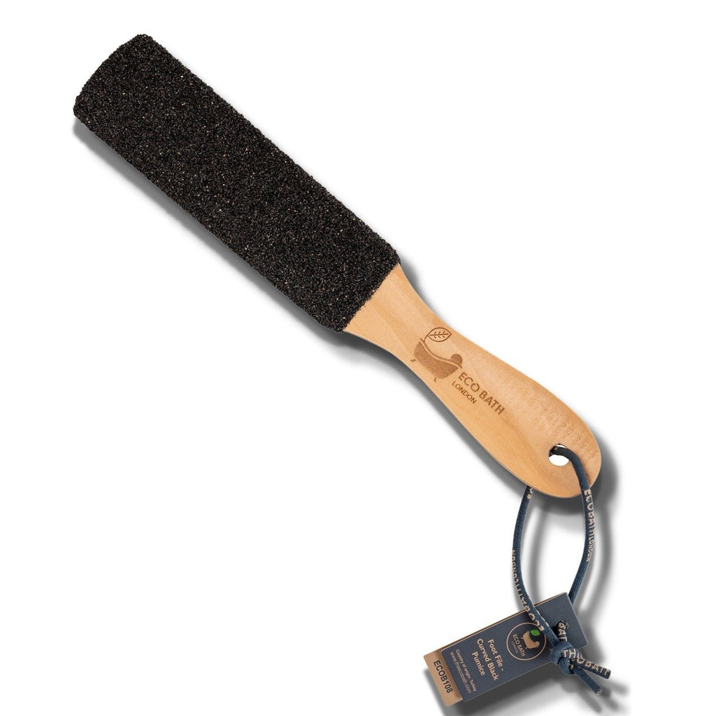 Curved Black Natural Pumice Foot File with Beech Wood Handle