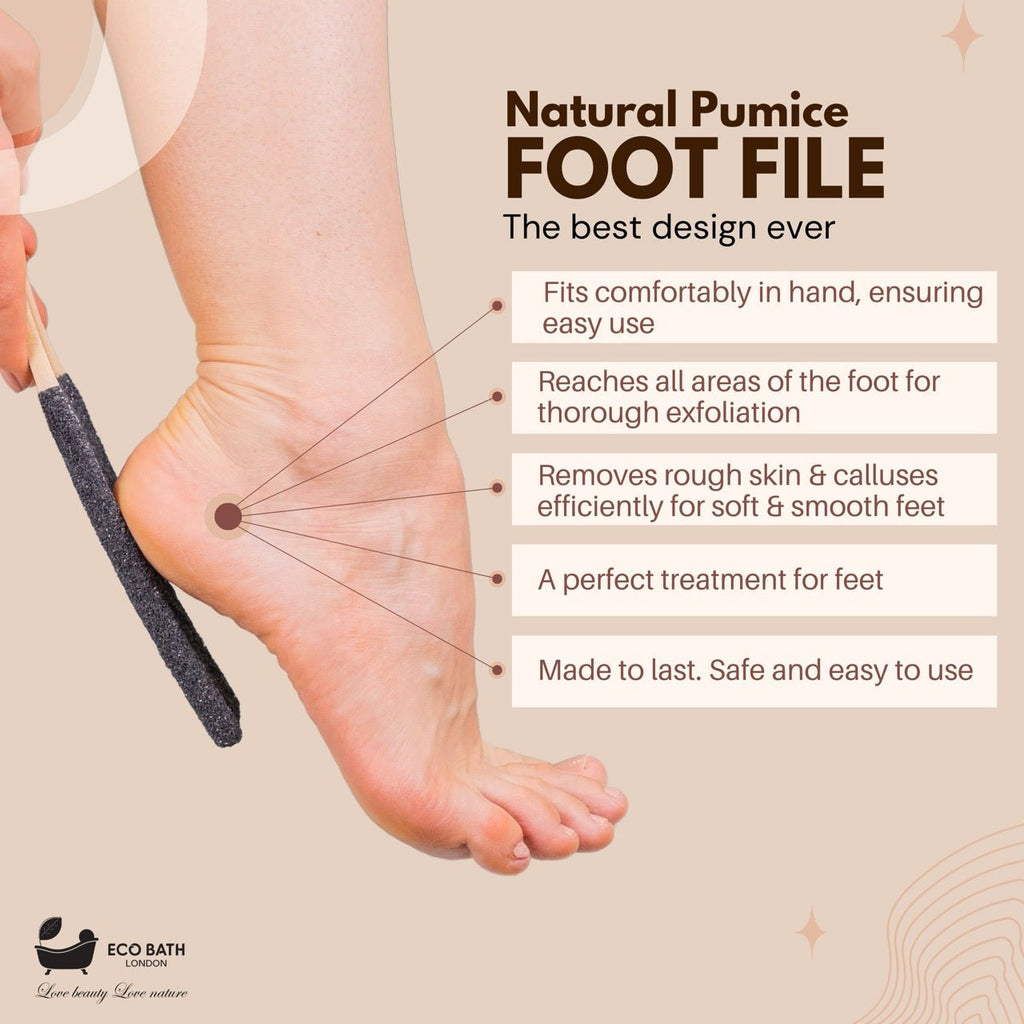 Curved Black Natural Pumice Foot File with Beech Wood Handle