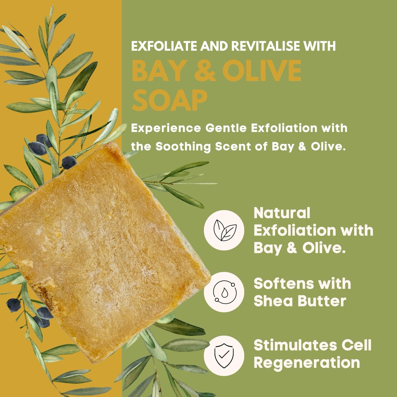 Handmade Bay and Olive Soap Bar 200g Natural Skincare