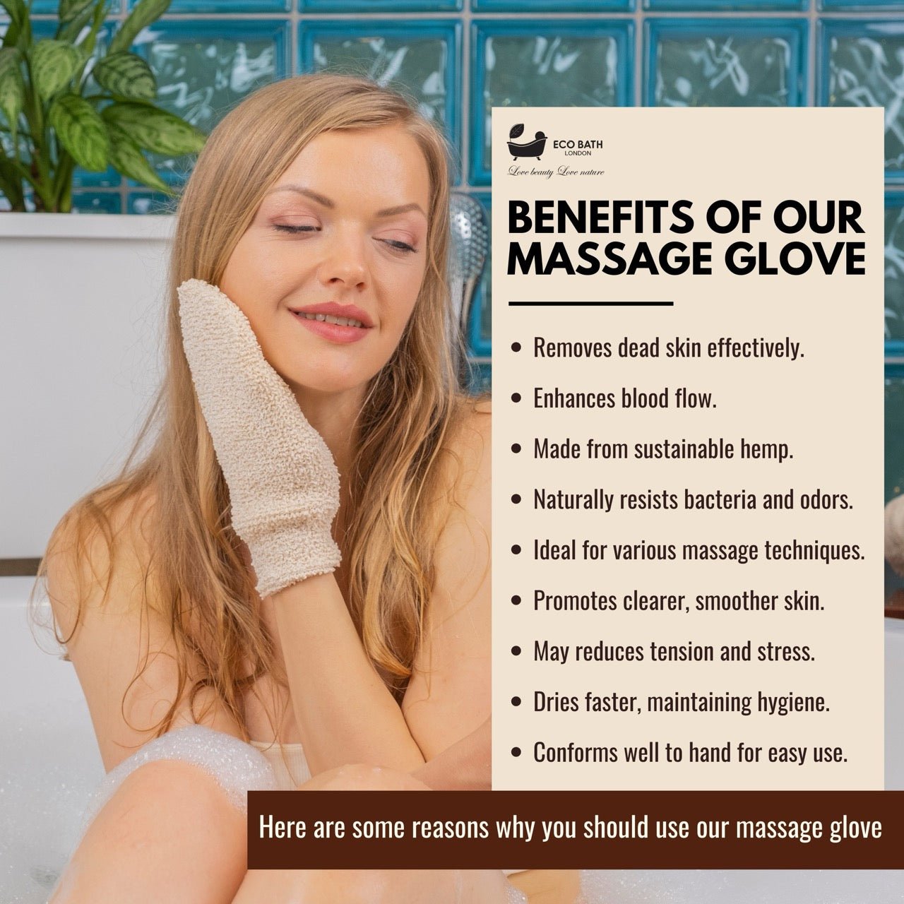 Hemp Massage Glove for Bath and Shower