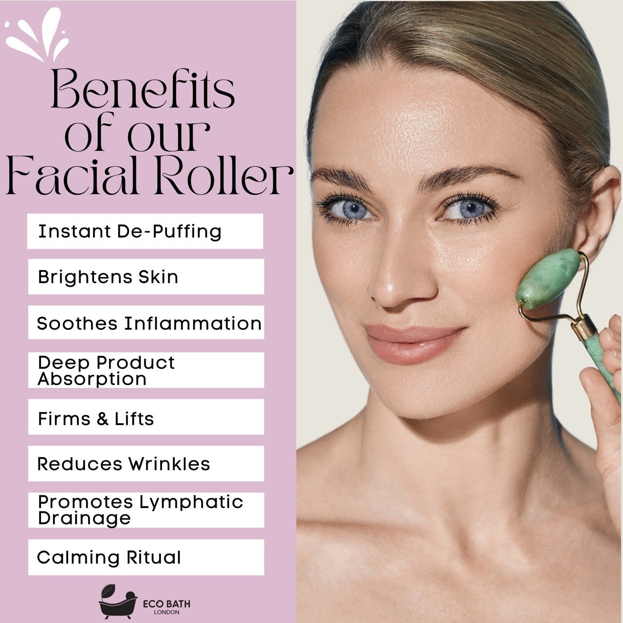 Jade Face Roller for Skin Massage and Circulation