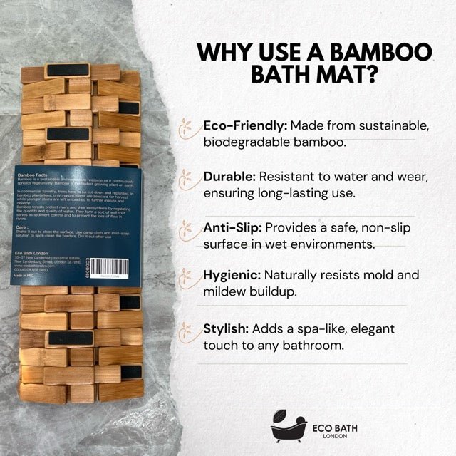 Bamboo Roll Up Bath Mat with Anti-Slip Backing