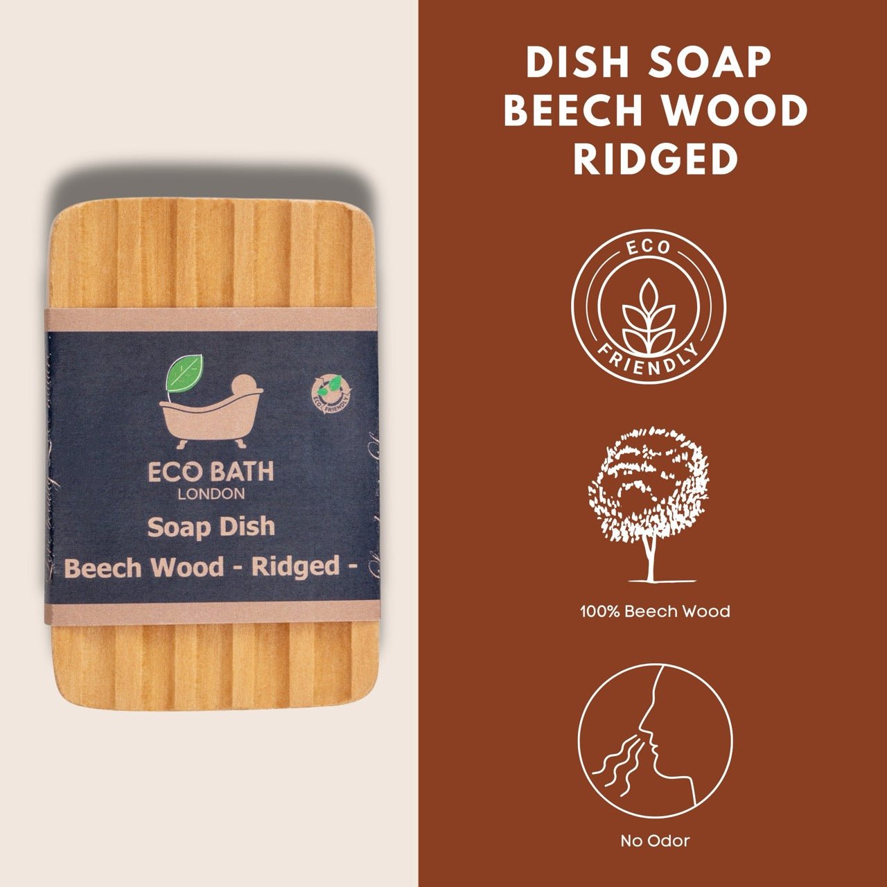 Beech Wood Ridged Soap Dish