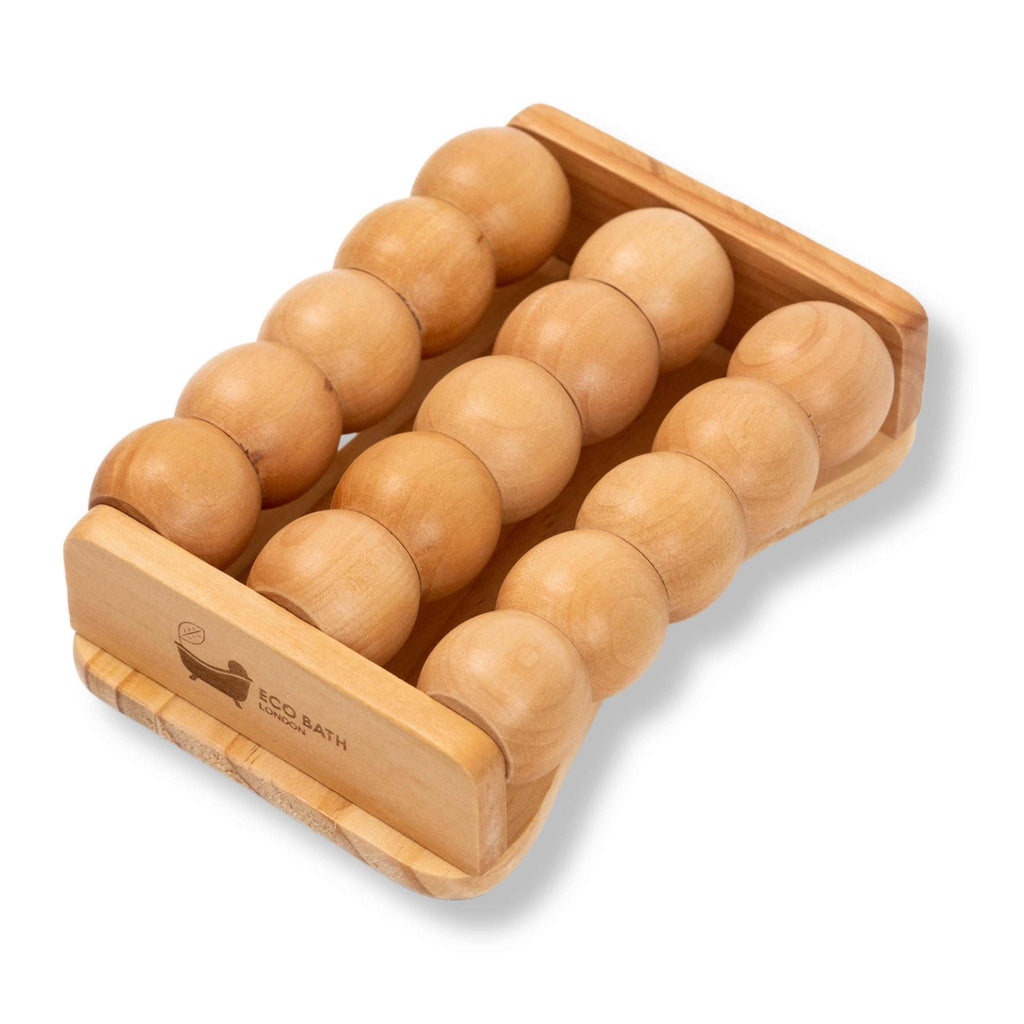 Wooden Foot Roller Massager with 15 Rolling Balls for Pain Relief and Circulation