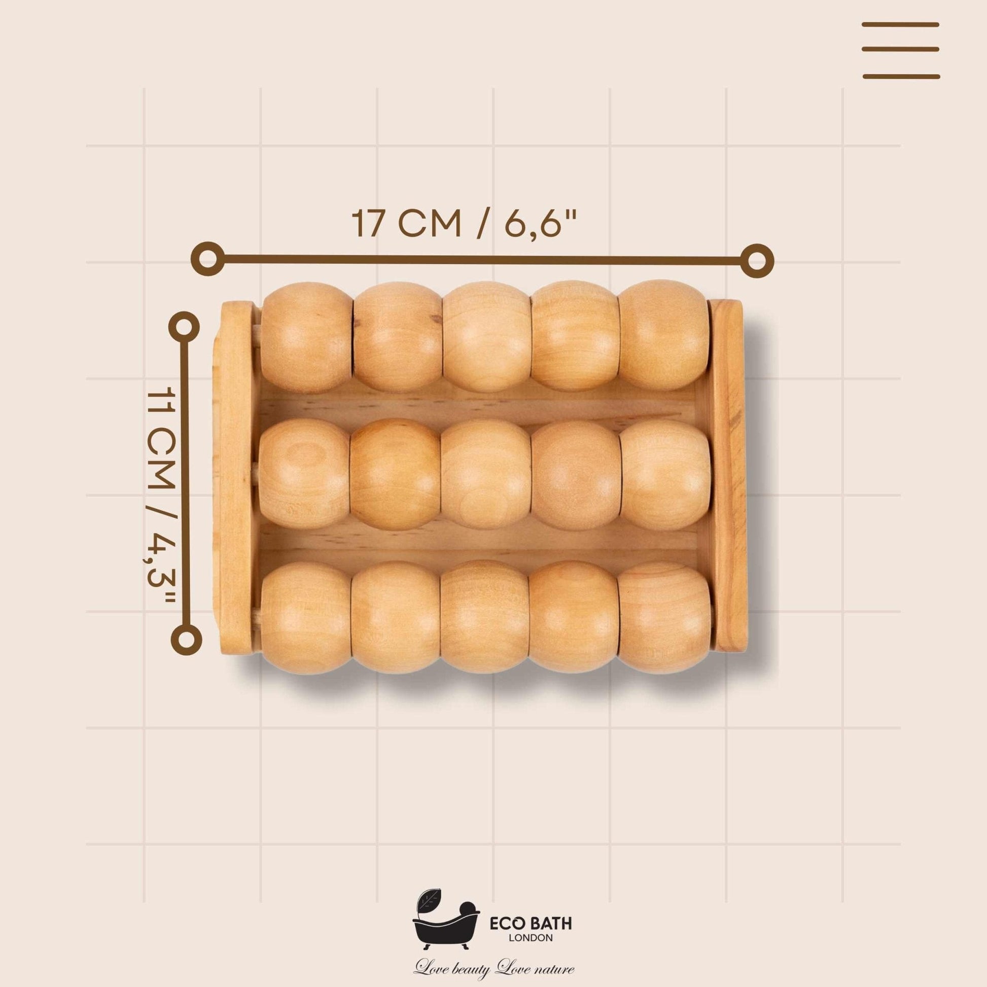 Wooden Foot Roller Massager with 15 Rolling Balls for Pain Relief and Circulation