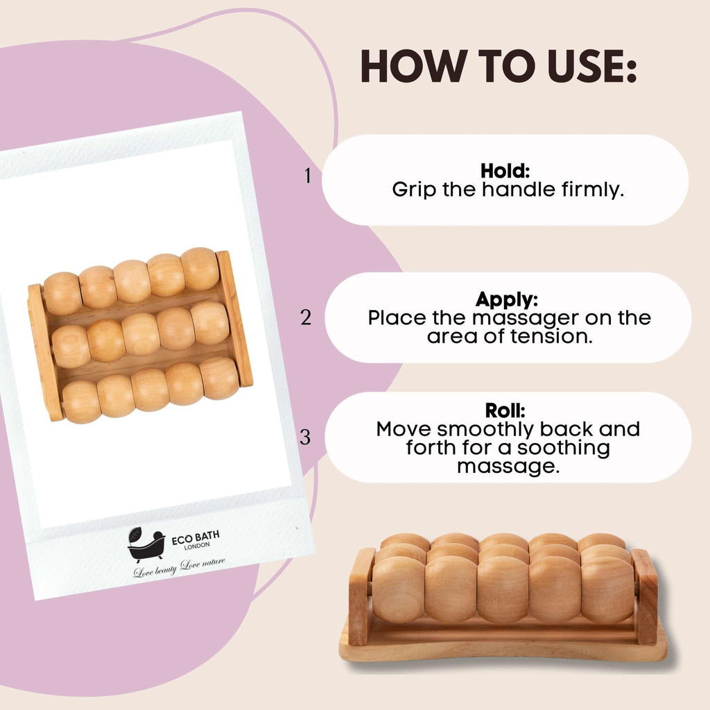 Wooden Foot Roller Massager with 15 Rolling Balls for Pain Relief and Circulation