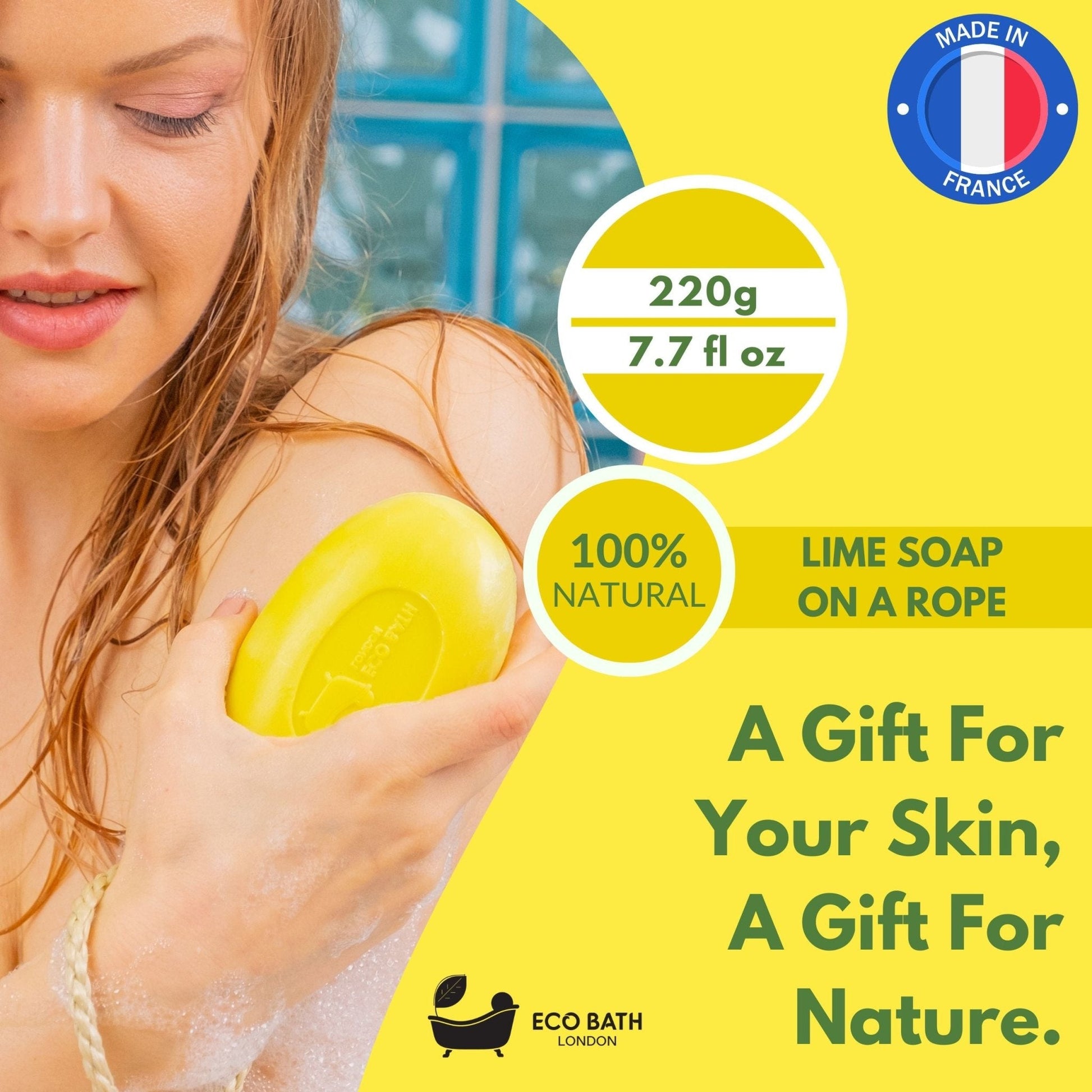 Lime Soap on a Rope with Shea Butter 220g