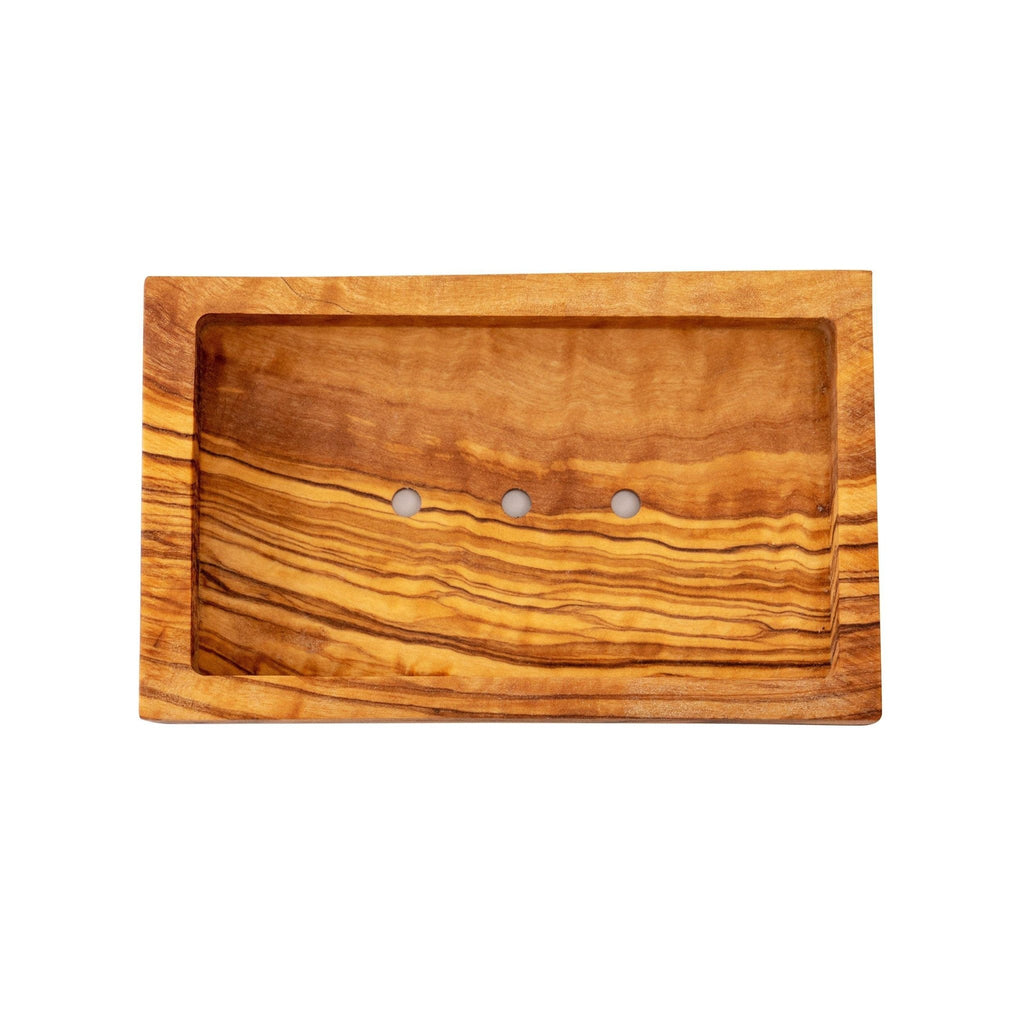 Natural Wooden Soap Dish Collection in Olive Wood and Bamboo