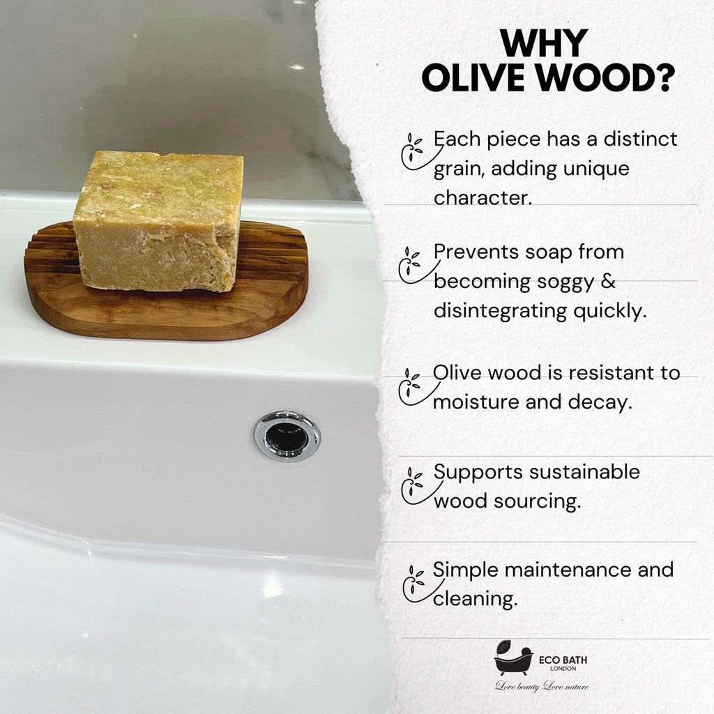 Olive Wood Ridged Soap Dish