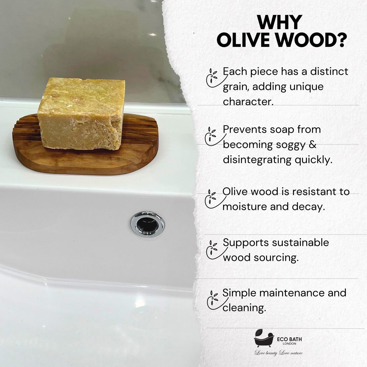 Olive Wood Ridged Soap Dish