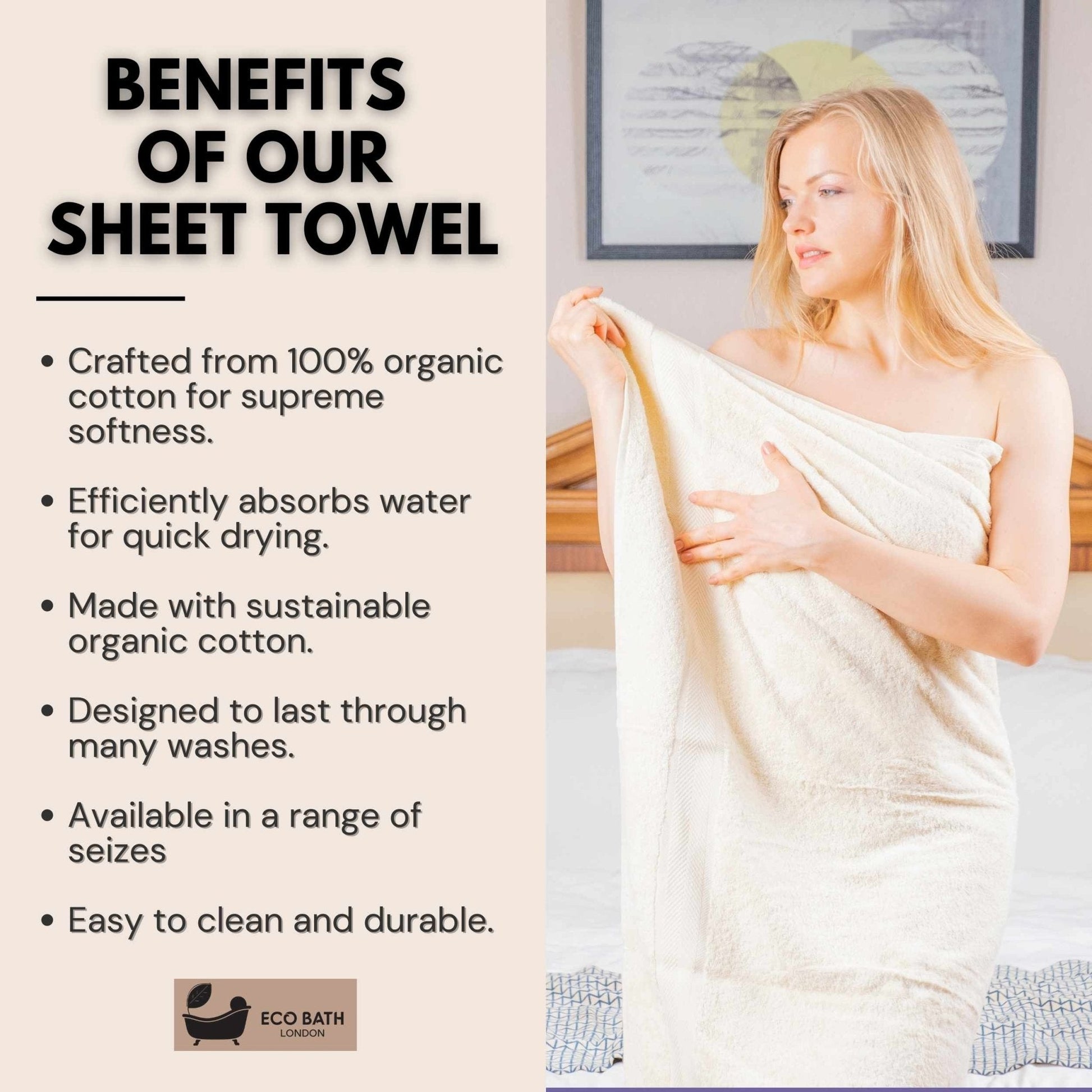 Organic Cotton Bath Towel in Multiple Sizes