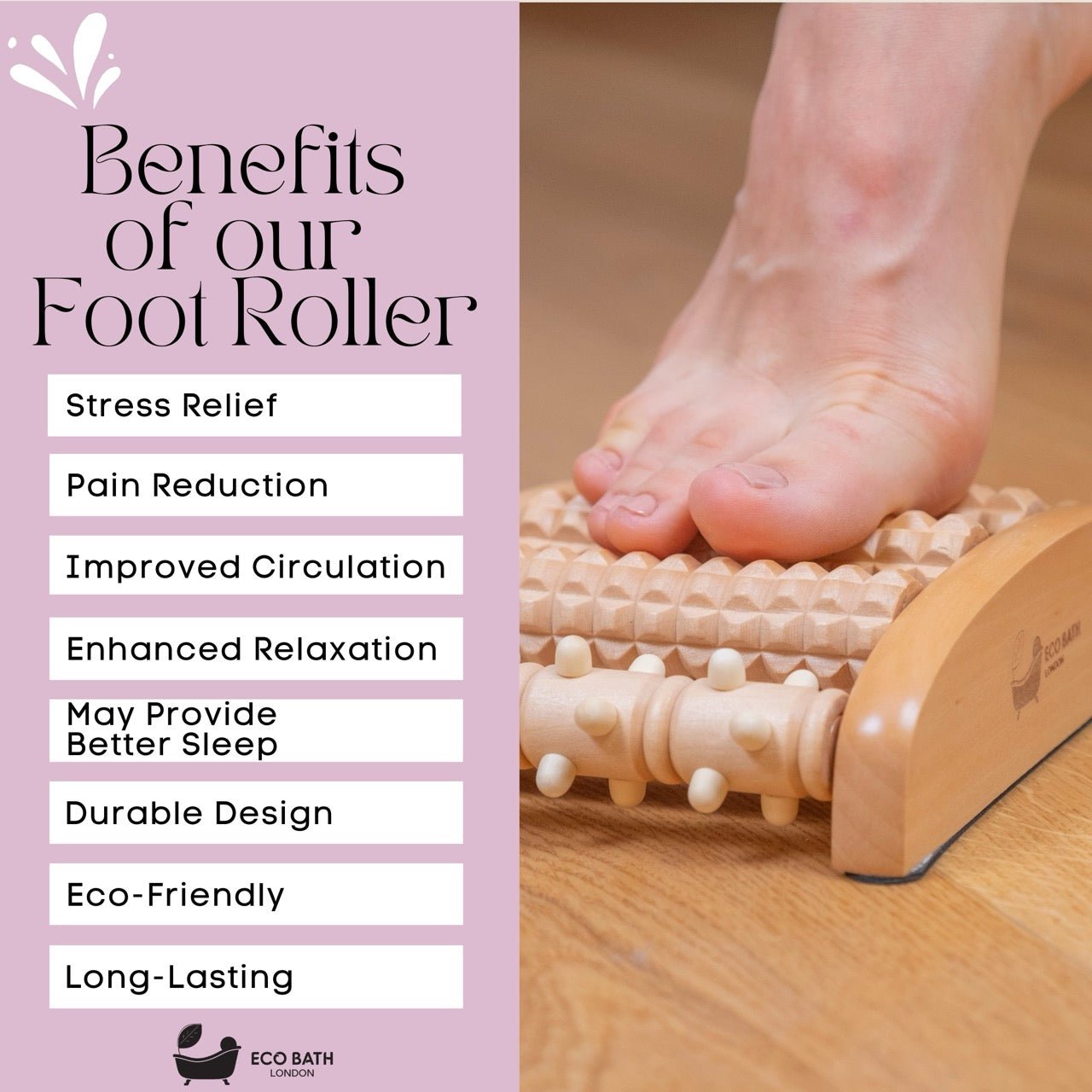 Reflexology Foot Roller in Natural Wood