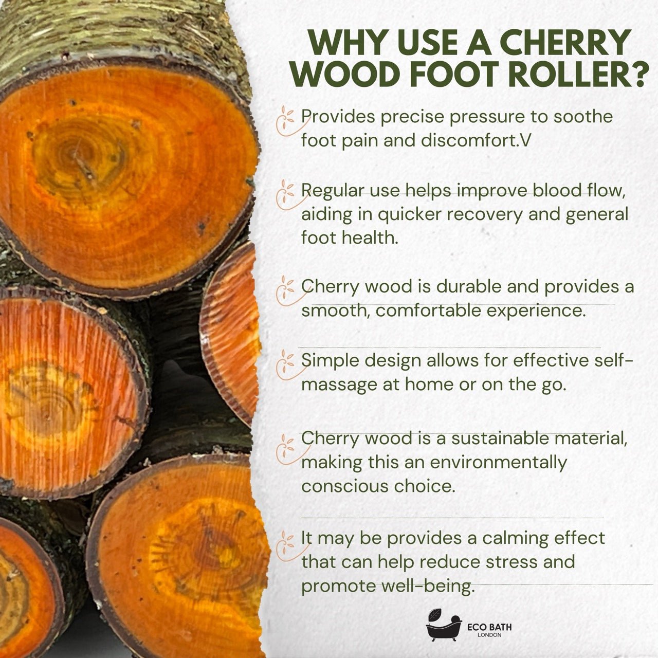 Reflexology Foot Roller in Natural Wood