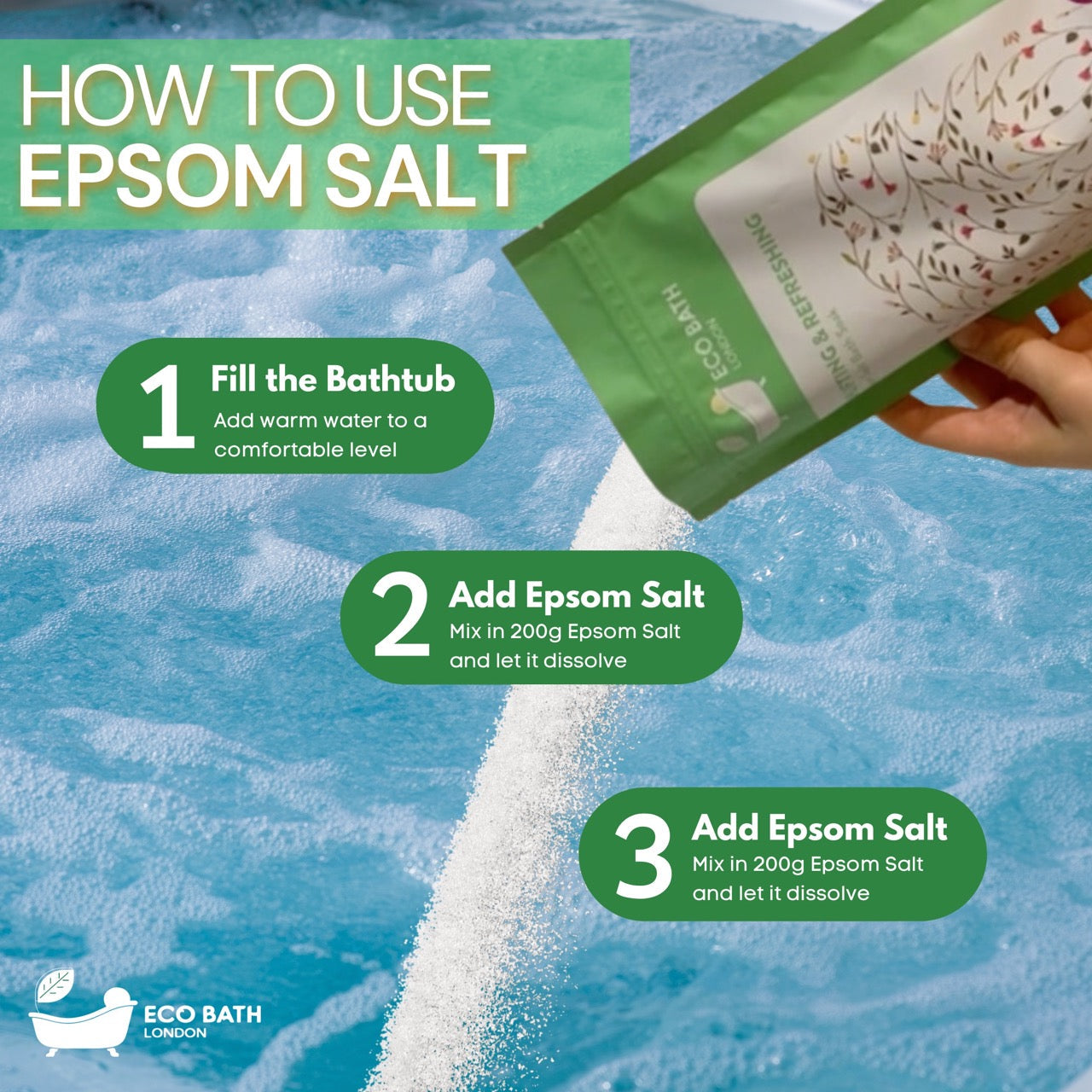 Uplifting and Refreshing Epsom Salt Bath Soak Pouch 500g and 1000g