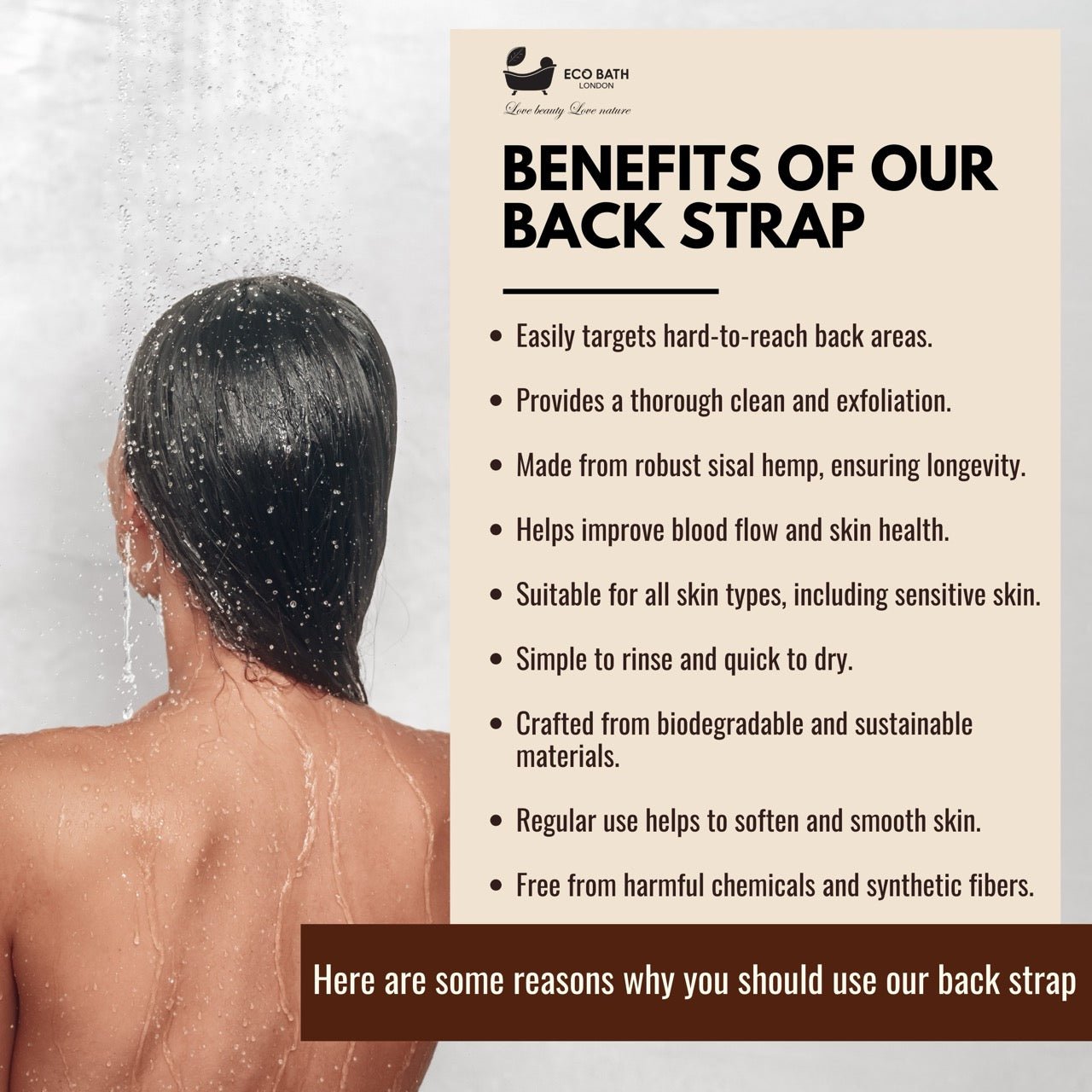 Natural Sisal Hemp Back Strap for Exfoliation