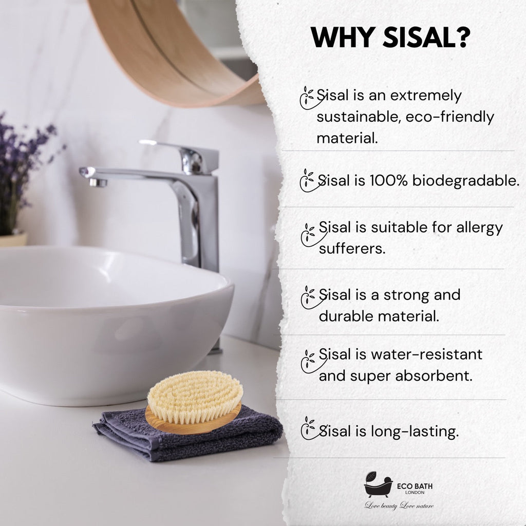 Natural Sisal Olive Wood Hand Brush for Dry Brushing and Exfoliation