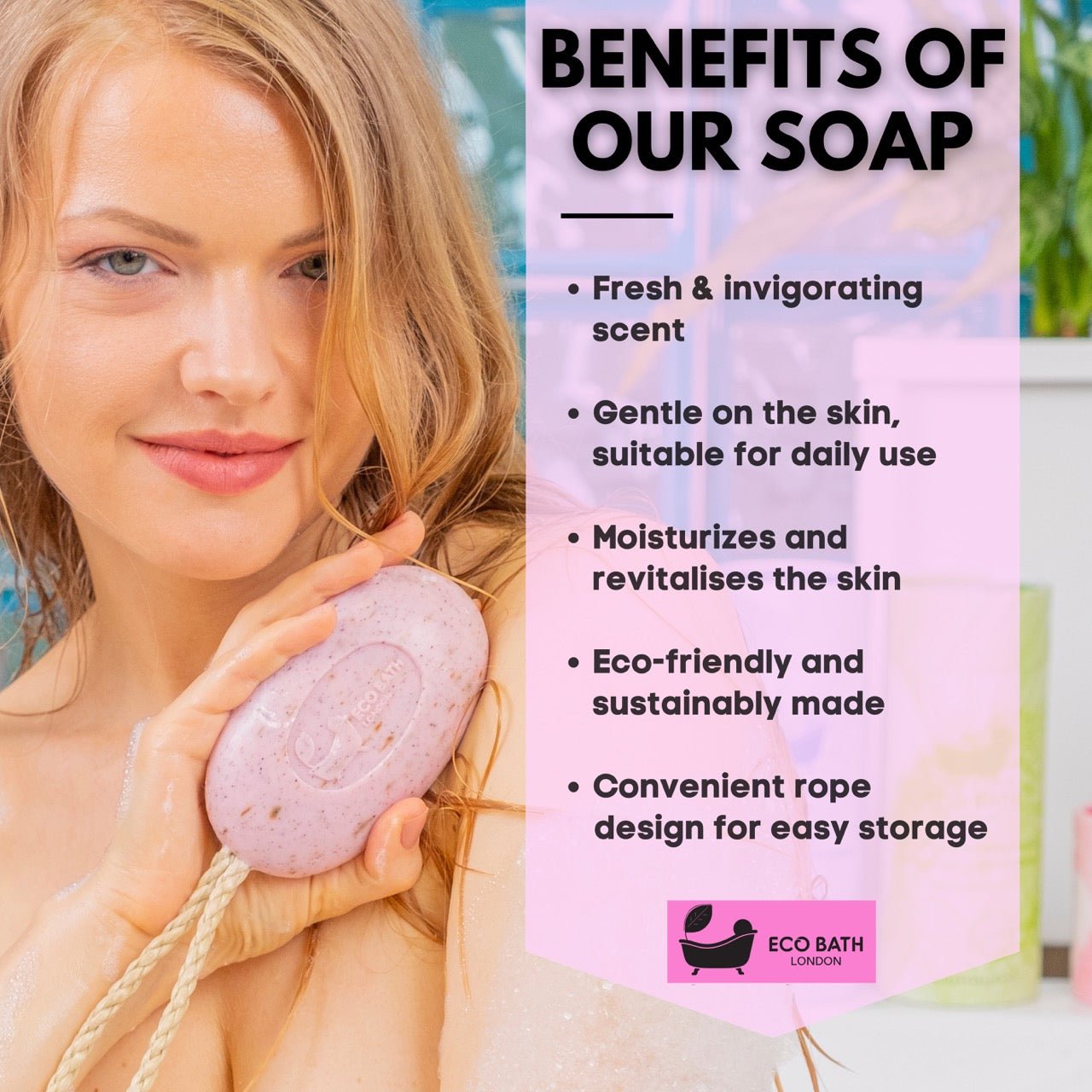 Rose Soap on a Rope with Shea Butter 220g