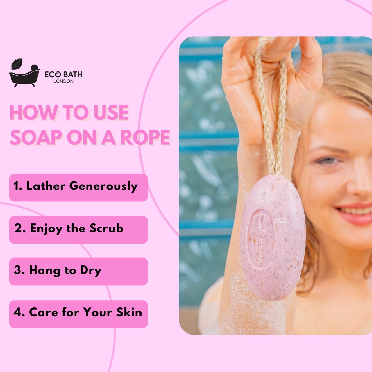 Rose Soap on a Rope with Shea Butter 220g
