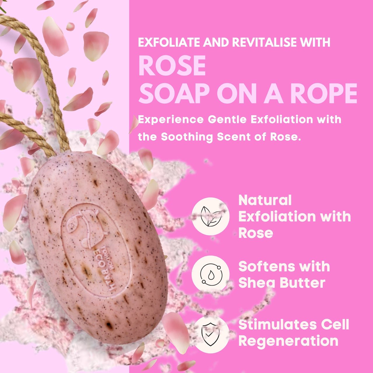 Rose Soap on a Rope with Shea Butter 220g