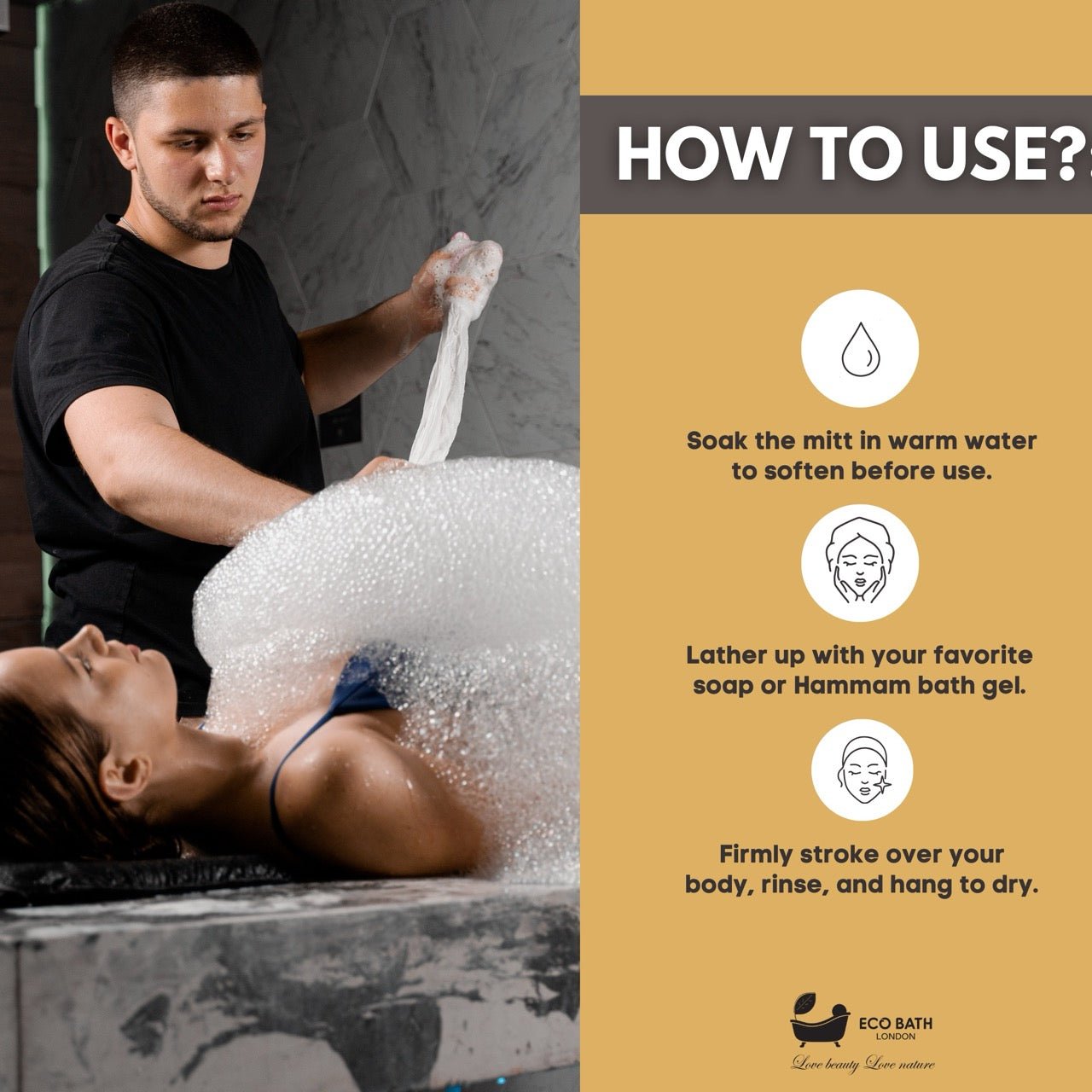 Turkish Bath Mitt Fine Texture Skin Exfoliating Glove