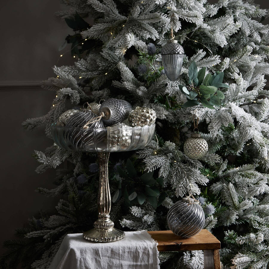 Mercury glass display bowl with antiqued silver finish, perfect for centerpieces or decor, 30cm diameter by Sostter at brixbailey.com