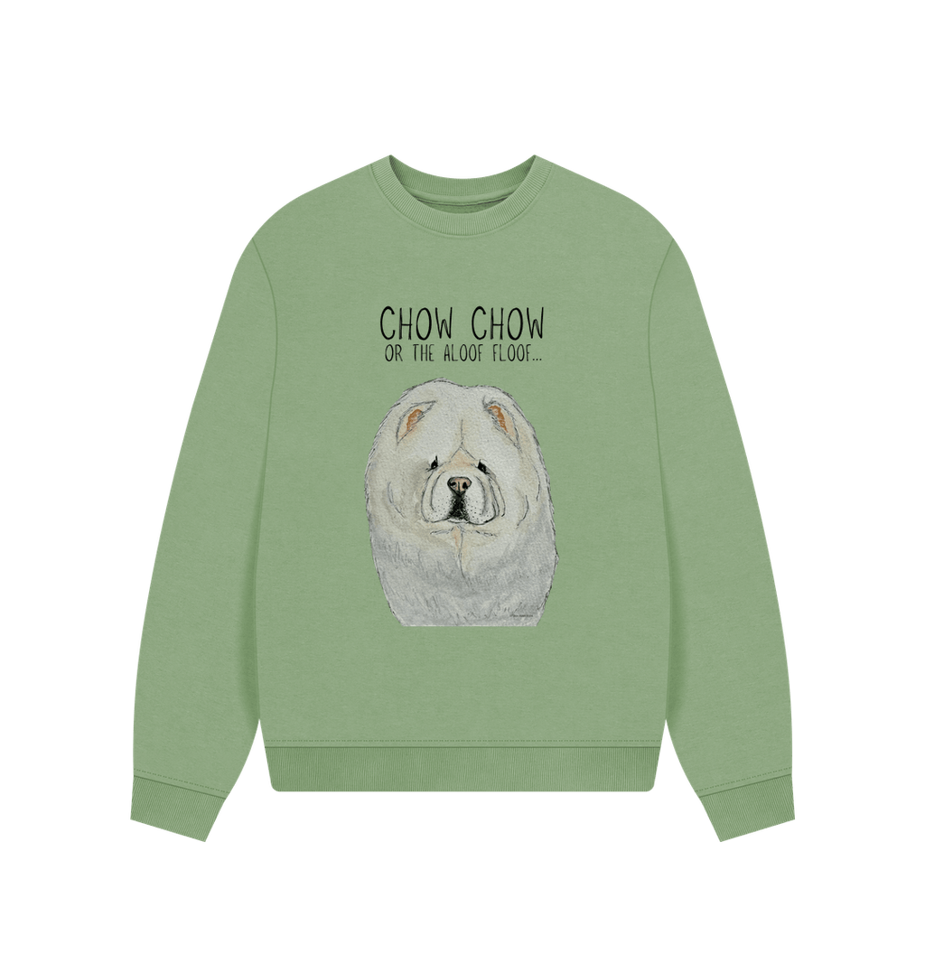 Snuggle Up in Style with the Cream Chow Chow Women's Oversized Sweatshirt – Aloof Floof Approved!