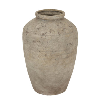 Handcrafted Italian Deruta ceramic vase, large mottled grey with terracotta-inspired texture, 50cm statement piece by Sostter at brixbailey.com