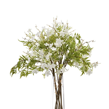 Lifelike white artificial bellflower with green stems, perfect for farmhouse or minimalist decor  by Sostter at brixbailey.com