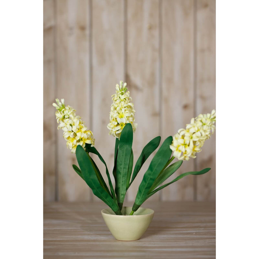 Lifelike yellow faux hyacinth stem, 44cm, for vases and centerpieces, ultra-realistic plastic blooms by Sostter at brixbailey.com