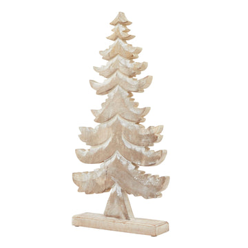 Handcrafted wooden tiered tree decoration with white-wash finish, natural wood grain, 50cm height, rustic home decor. by Sostter at brixbailey.com