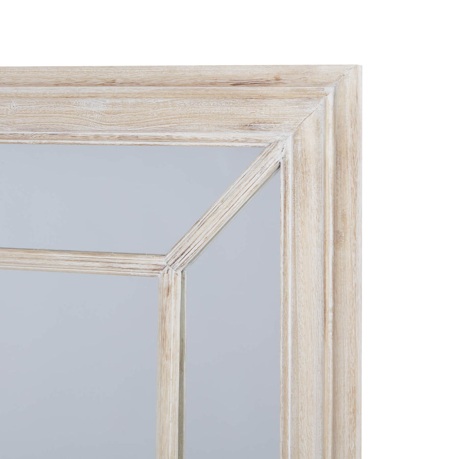Handcrafted distressed wood window mirror with multi-paned design, rustic brown frame, and weathered finish for vintage charm. by Sostter at brixbailey.com