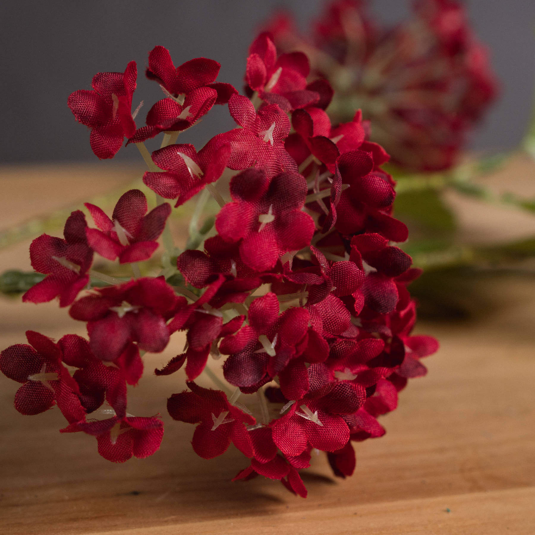 Lifelike artificial viburnum stem with deep crimson berries for autumn floral arrangements, 63cm tall. by Sostter at brixbailey.com