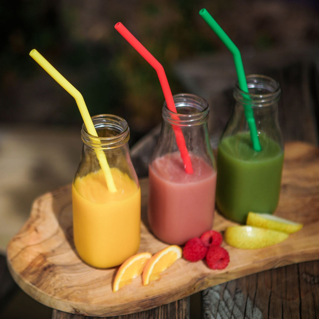 Reusable Silicone Drinking Straws 6 Pack with Carry Pouch