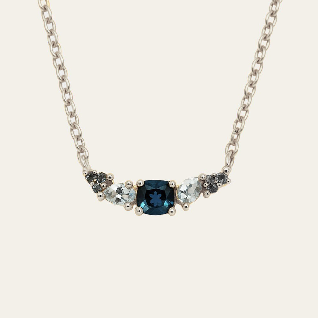 Elegant Topaz Cluster Silver Necklace - Zaria