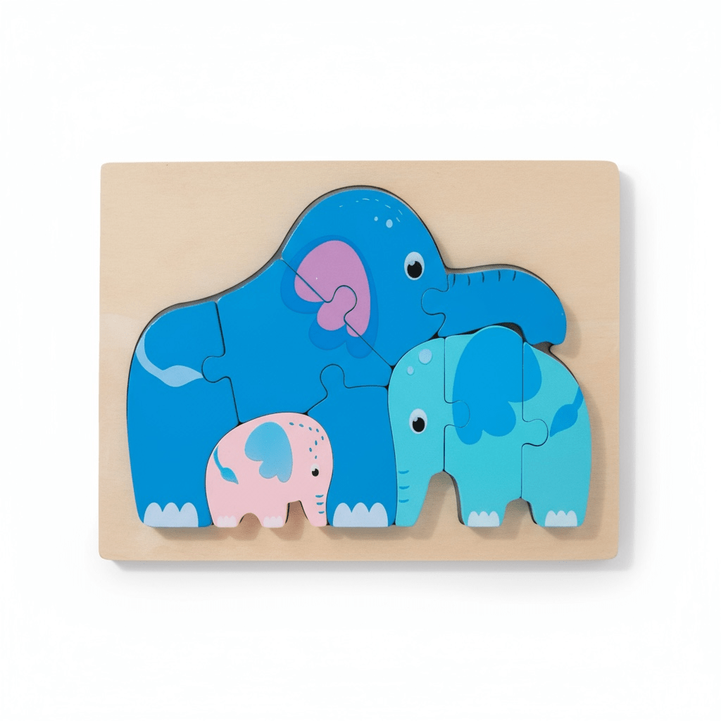 Elephant Family Wooden Jigsaw Puzzle for Toddlers
