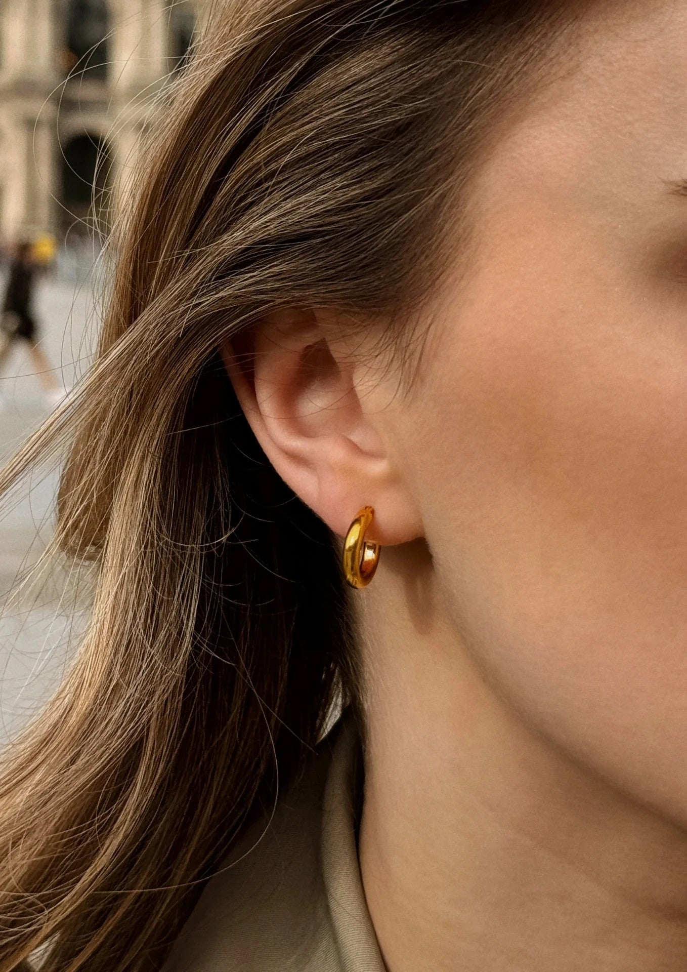Ella Hoops - Timeless 24k Gold Plated 925 Sterling Silver Earrings - Handmade & Sustainable by NO MORE at www.brixbailey.com