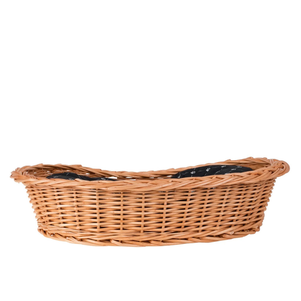Enovia Natural Wicker Dog Bed With Black Cushion, 60x43 cm