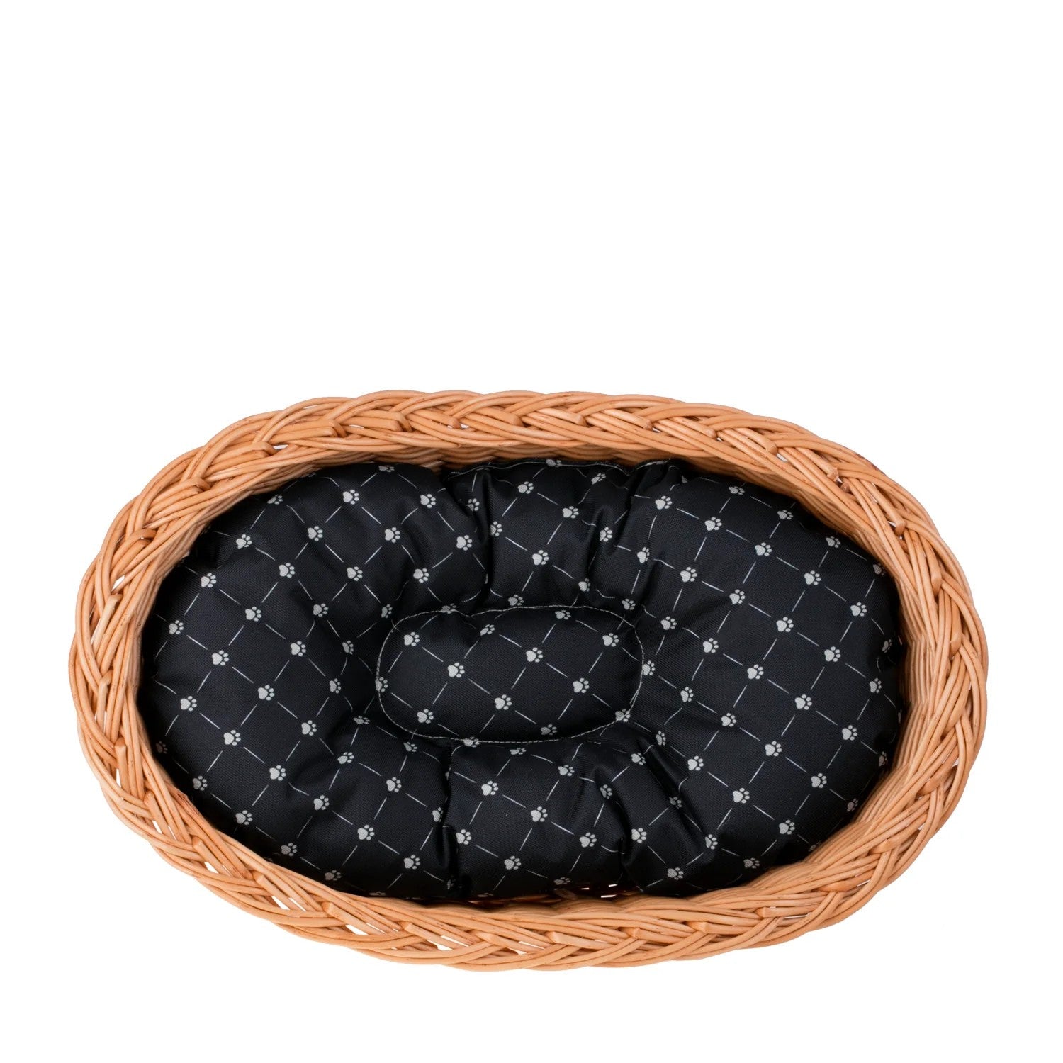 Enovia Natural Wicker Dog Bed With Black Cushion, 65x46 cm