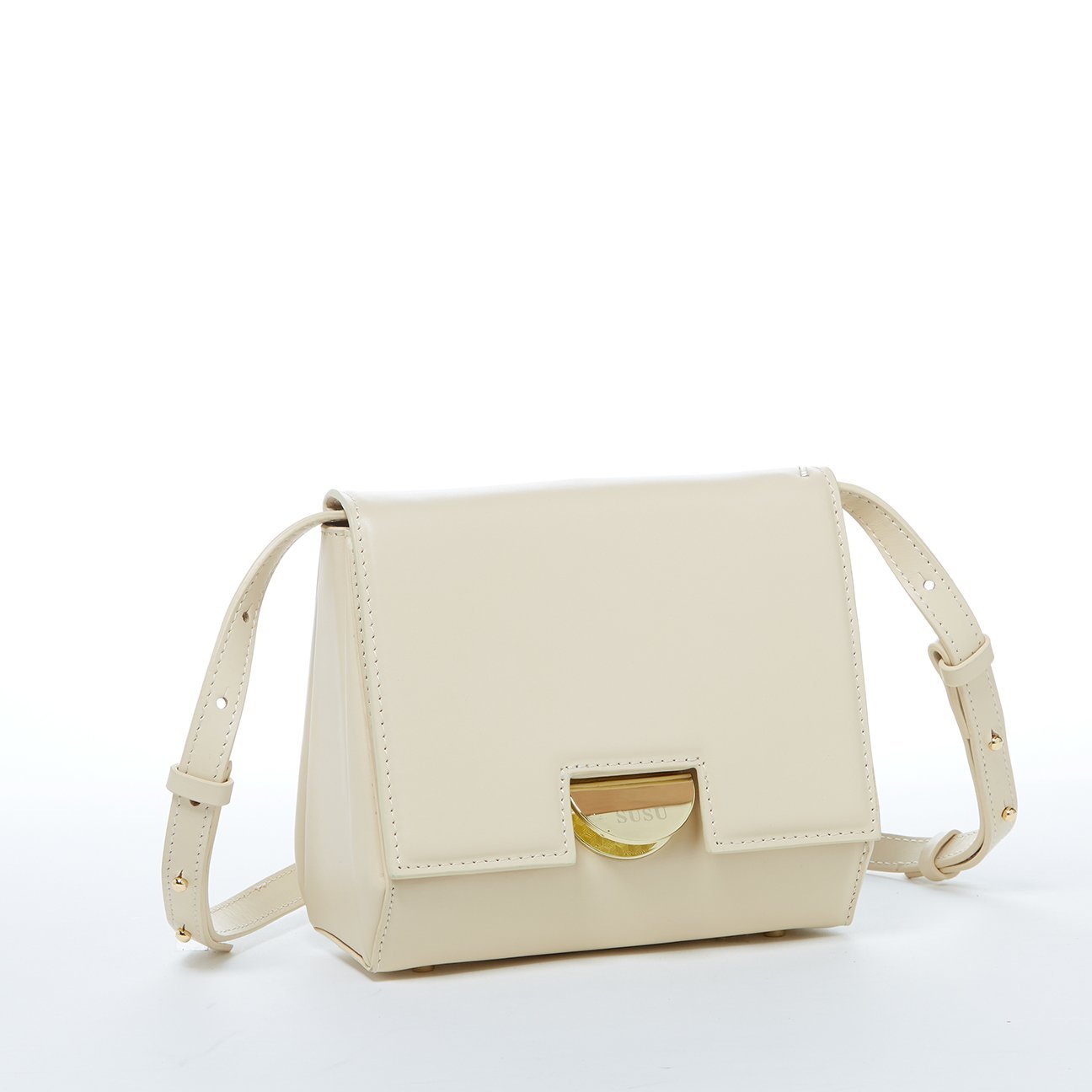 Leather Saddle Bag Off White Crossbody Purse