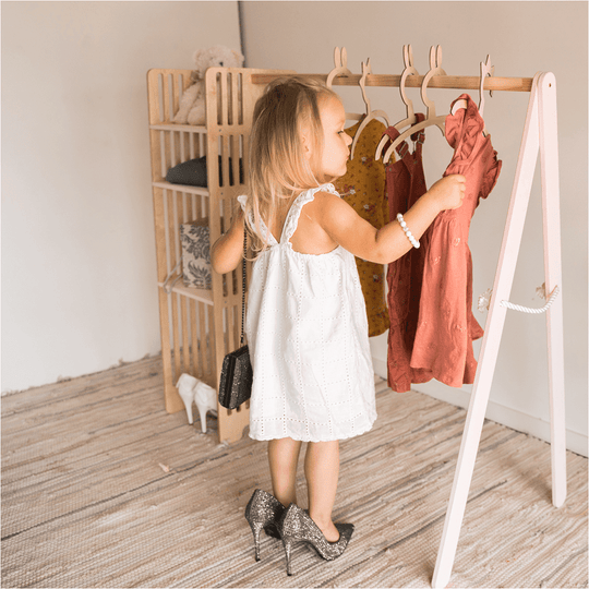 Montessori Children's Clothing Rack – Safe & Organizational by Ewart Woods at www.brixbailey.com