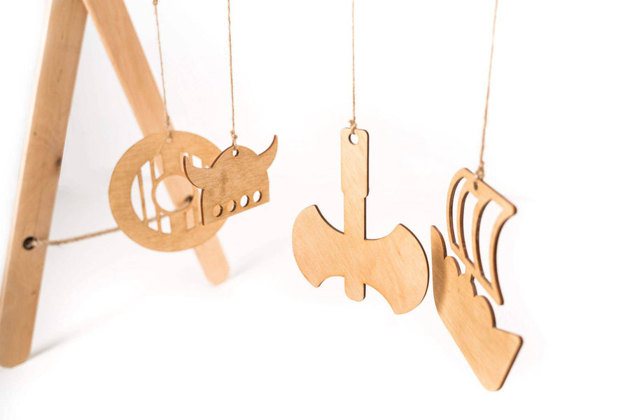 Viking-Themed Wooden Baby Gym – Eco-Friendly & Foldable by Ewart Woods at www.brixbailey.com