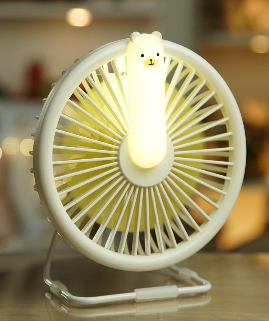 Portable Bear Fan with Night Light – Quiet, Adjustable & USB-Charged by Rabbit & Friends at brixbailey.com