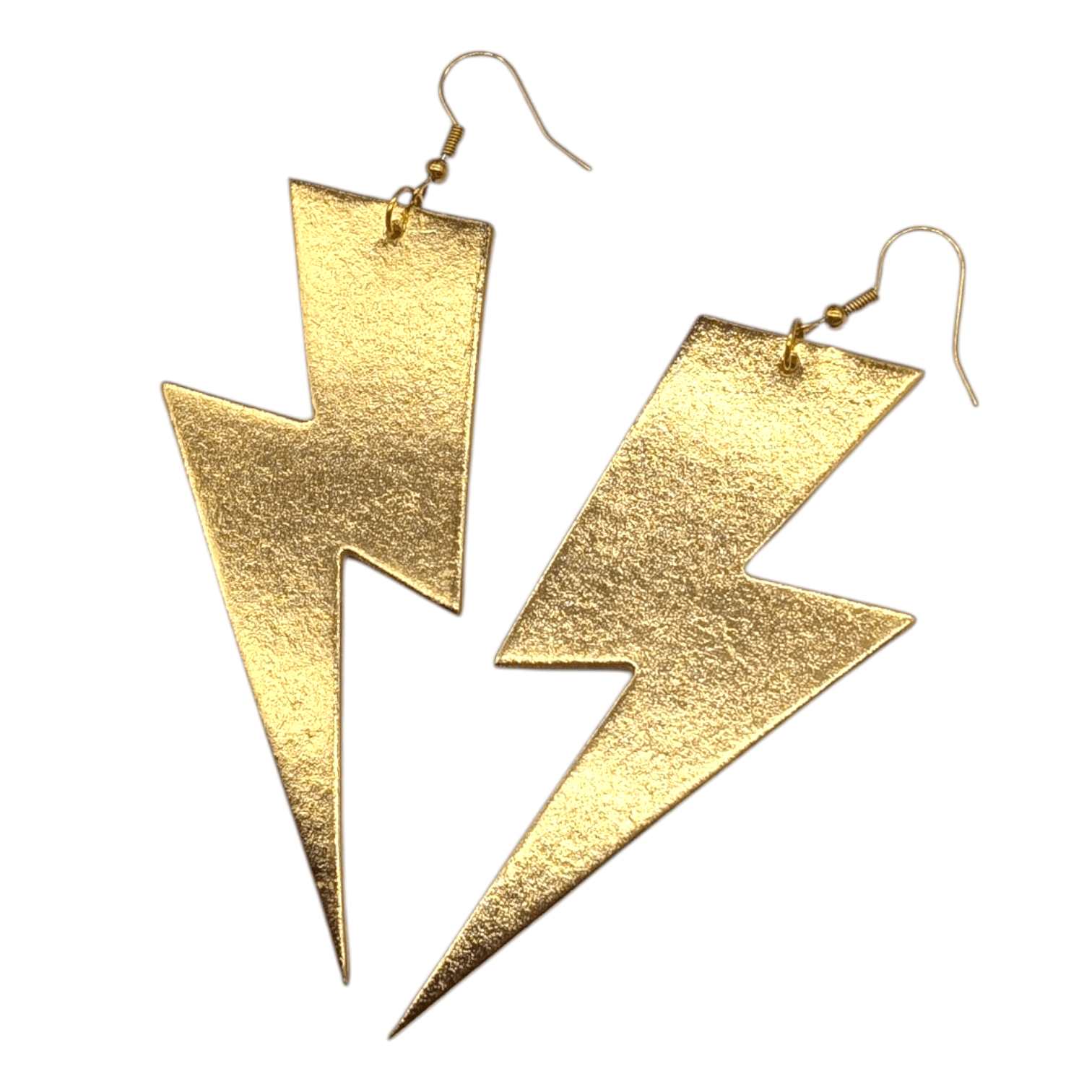 Extra large gold lightning bolt earrings