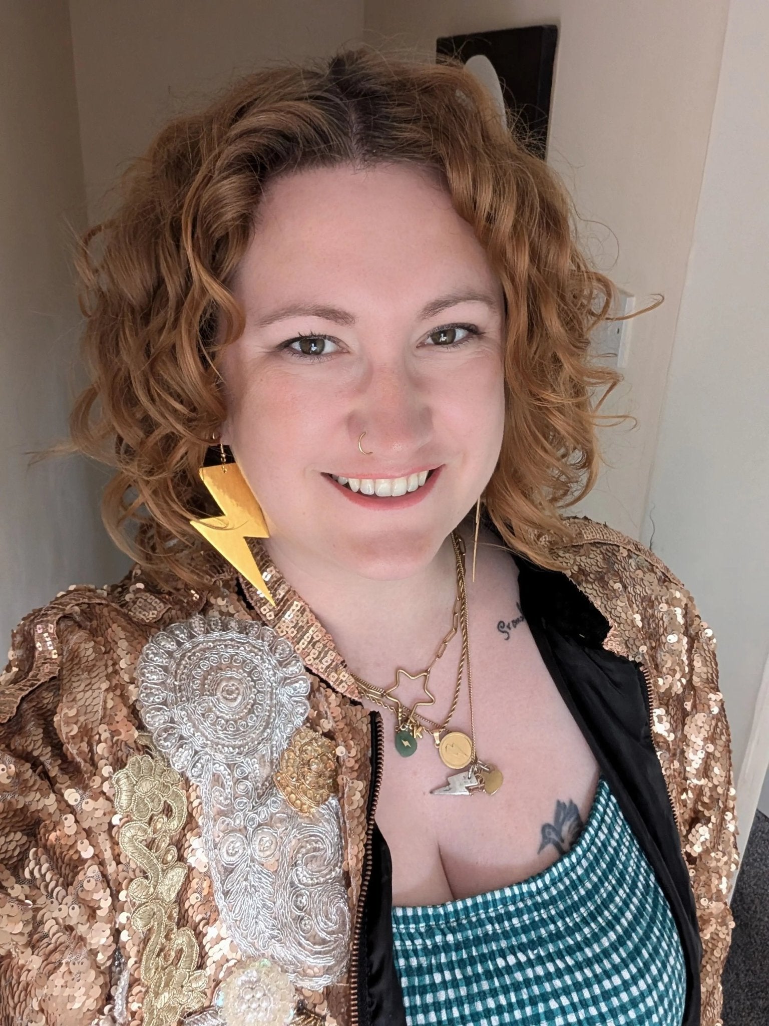 Extra large silver lightning bolt earrings