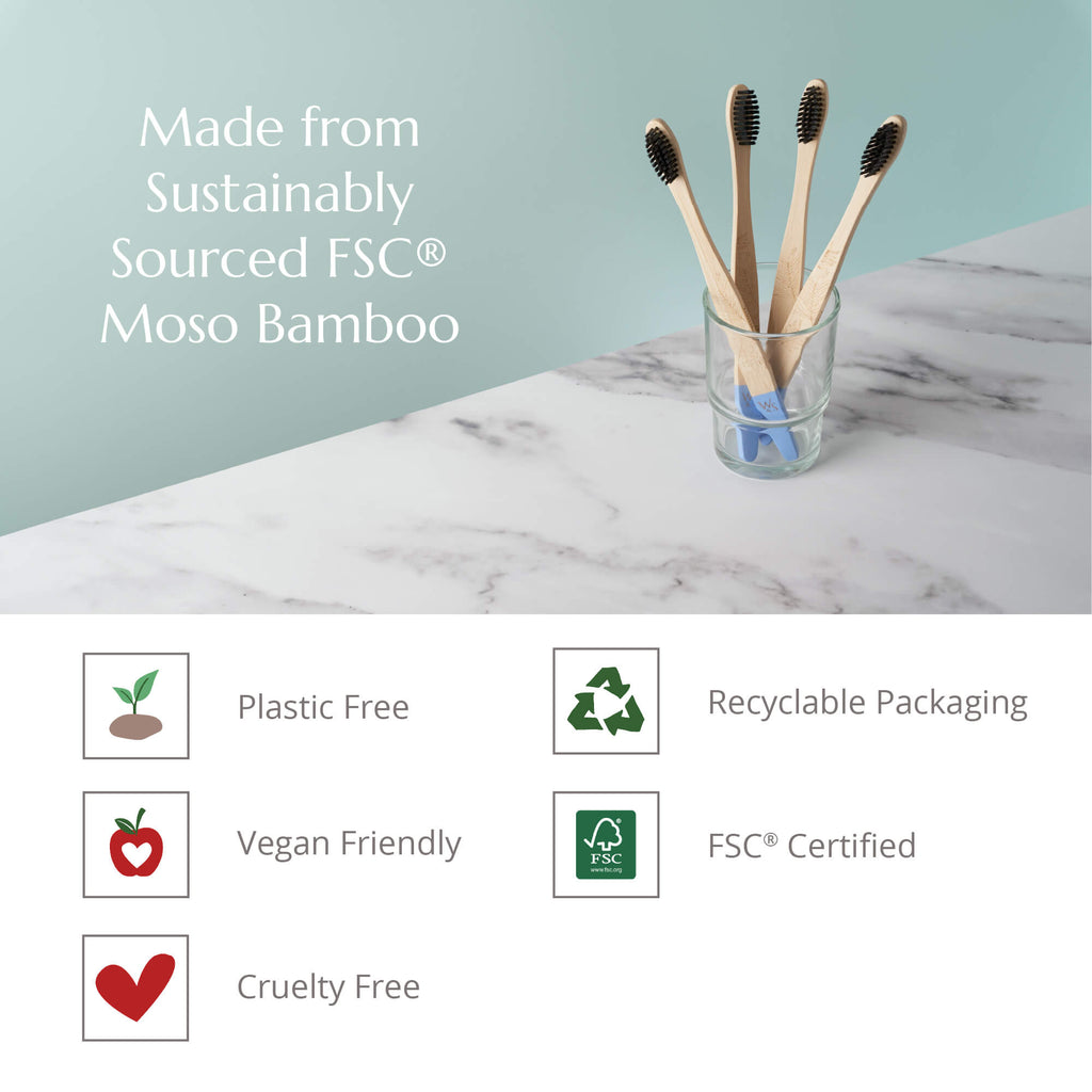 Adult Bamboo Toothbrush 4 Pack with Firm Bristles