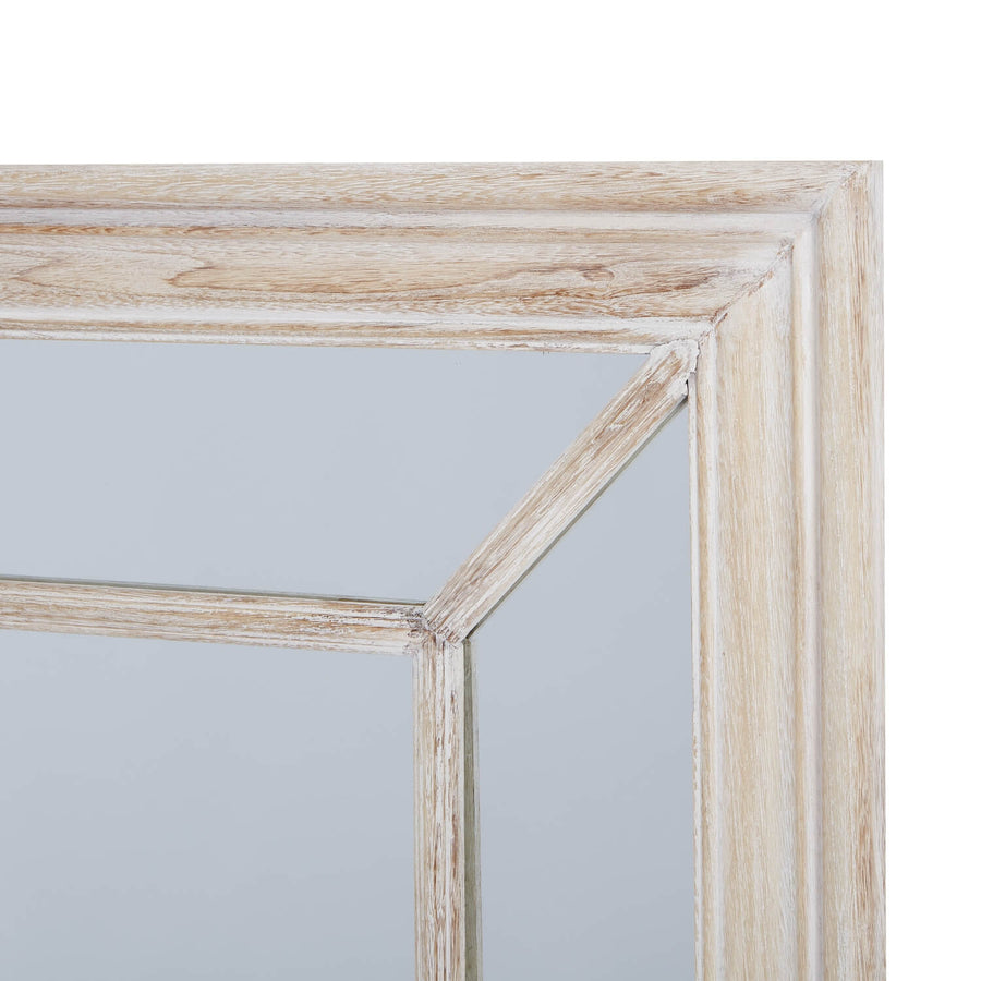 Handcrafted distressed wood window pane mirror, 150cm tall, rustic brown finish with multi-panel design for modern decor. by Sostter at brixbailey.com