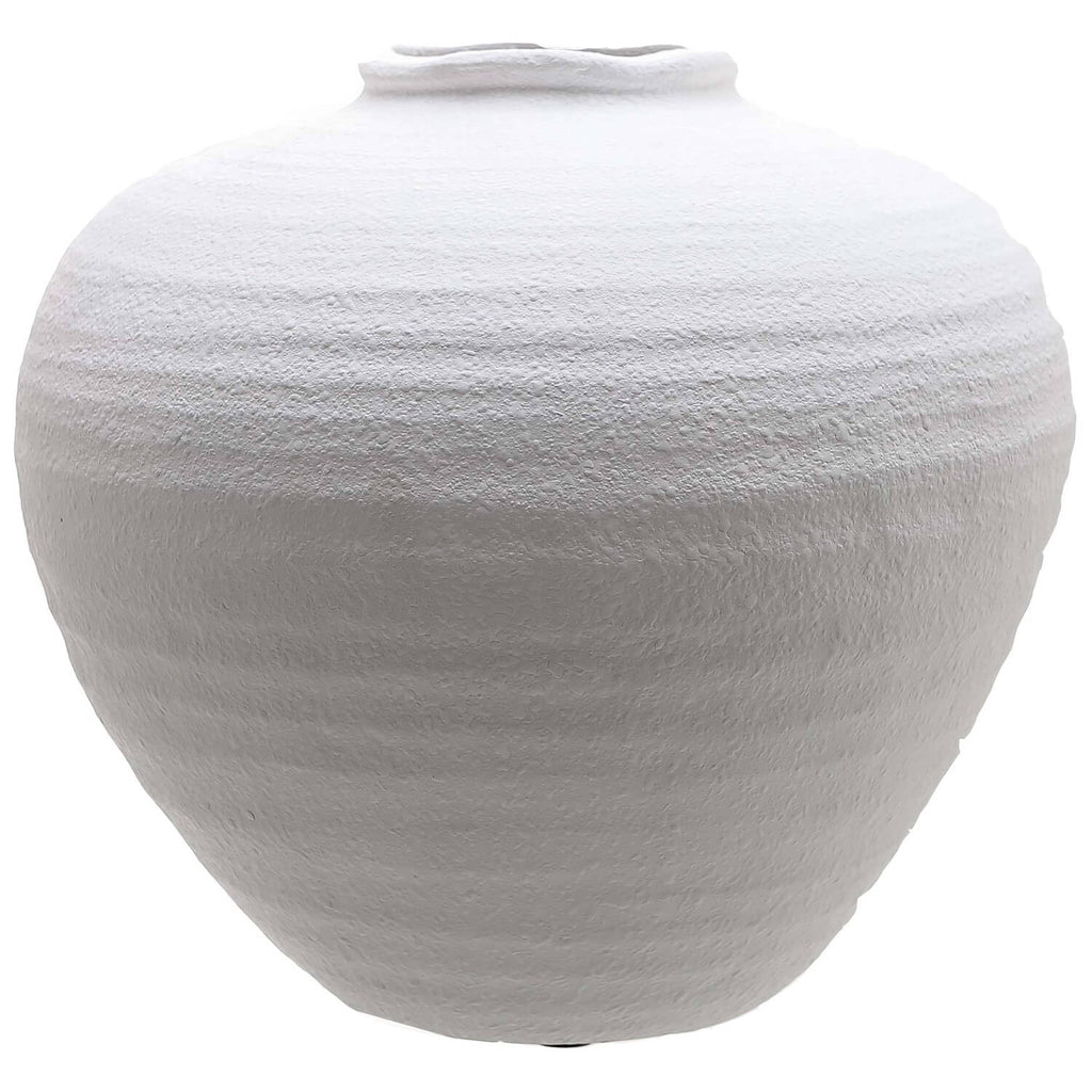 Minimalist matte white ceramic vase, 35cm wide, for floral arrangements and modern home decor centerpiece by Sostter at brixbailey.com