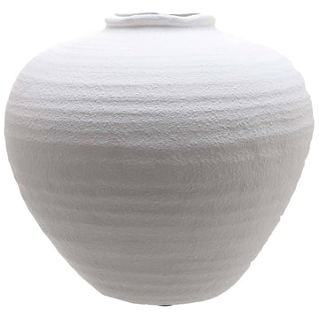 Minimalist matte white ceramic vase, 35cm wide, for floral arrangements and modern home decor centerpiece by Sostter at brixbailey.com